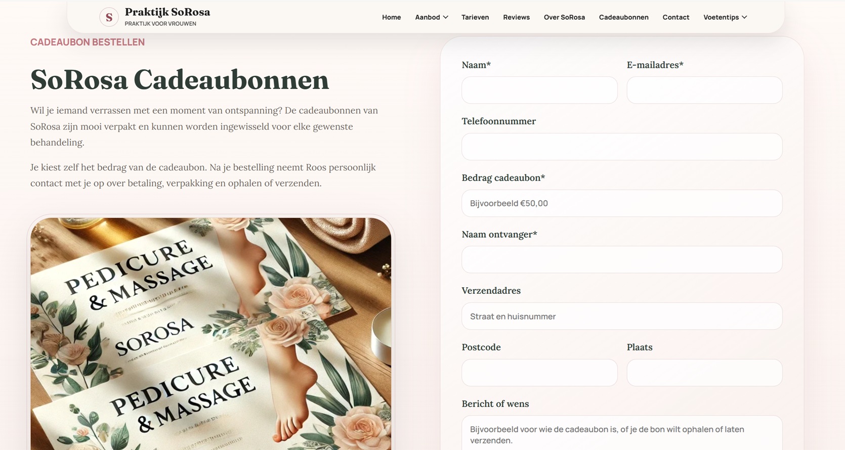 Nieuwe vervolgpagina Praktijk SoRosa na redesign