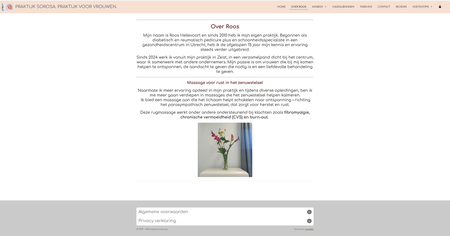 Oude pagina Praktijk SoRosa voor redesign