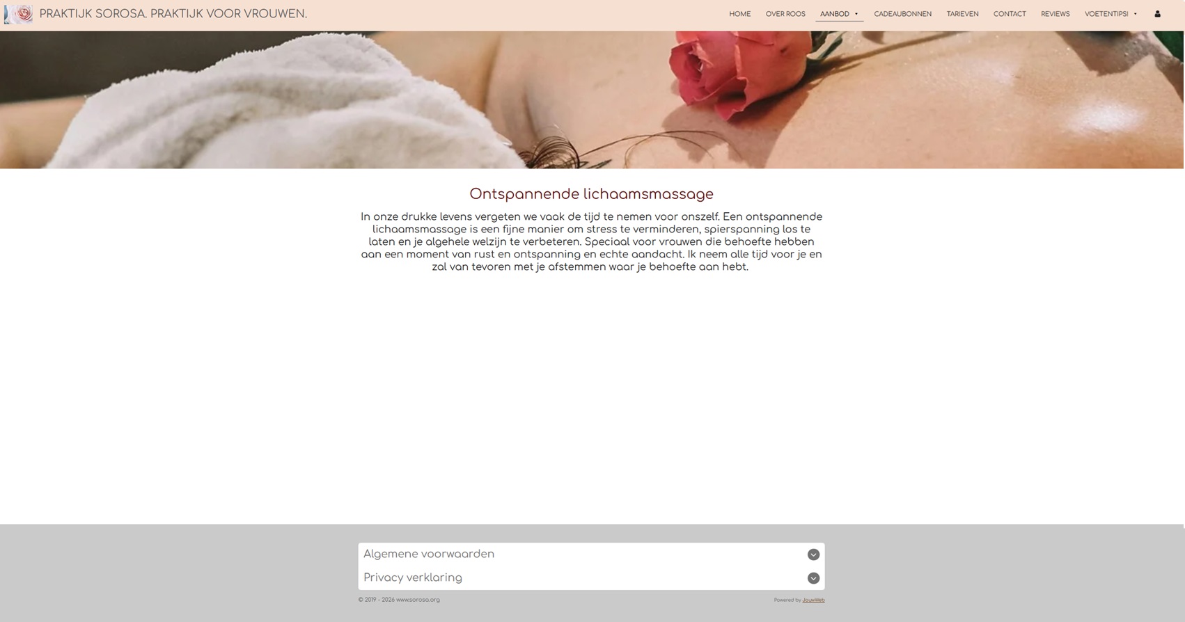 Oude detailpagina Praktijk SoRosa voor redesign