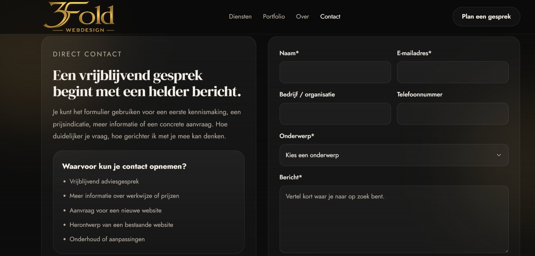 Contactpagina ontwerp
