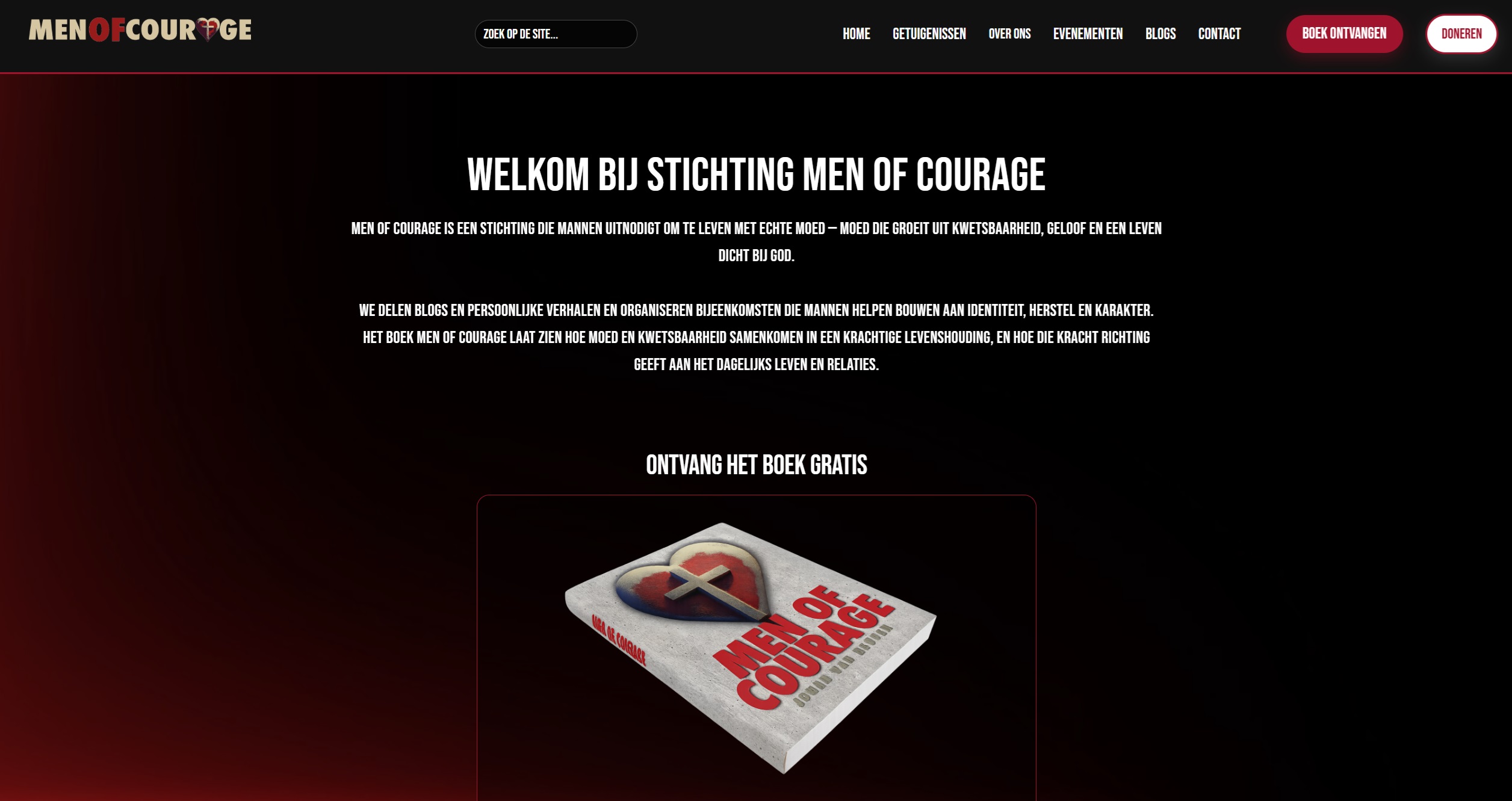 Homepage ontwerp Men of Courage website – maatwerk webdesign door 3Fold